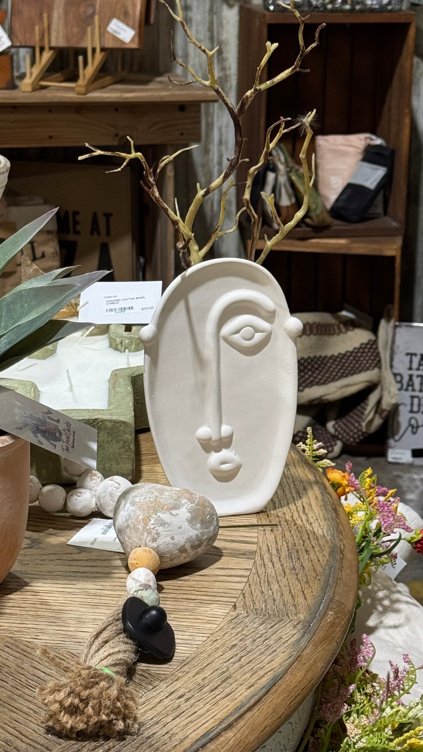 Tall Face Ceramic Pot