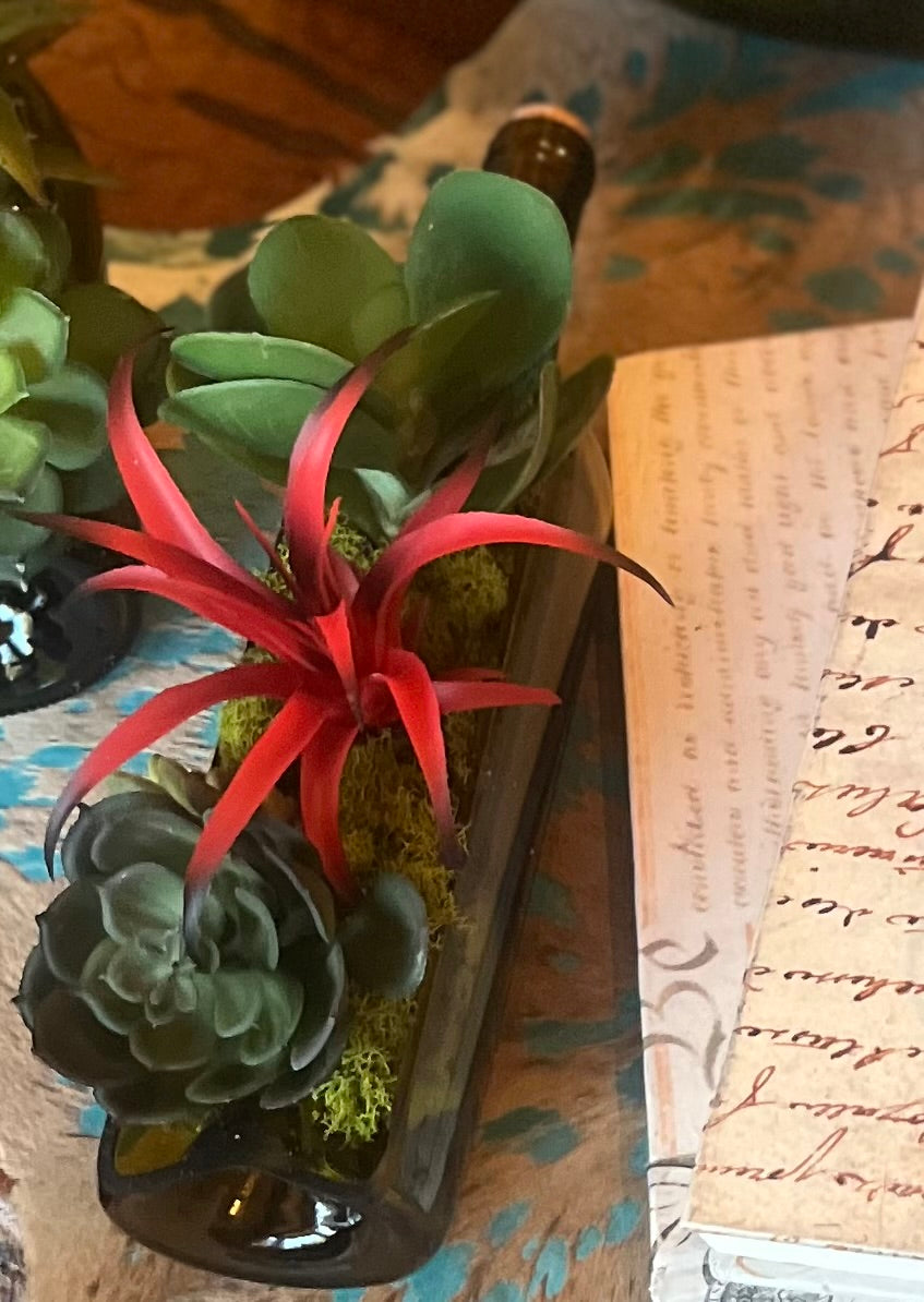 Succulent Wine Bottle