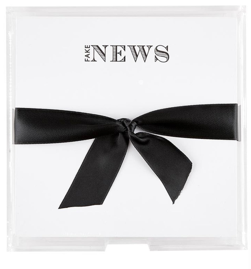 Square Notepaper with Acrylic Tray - Fake News