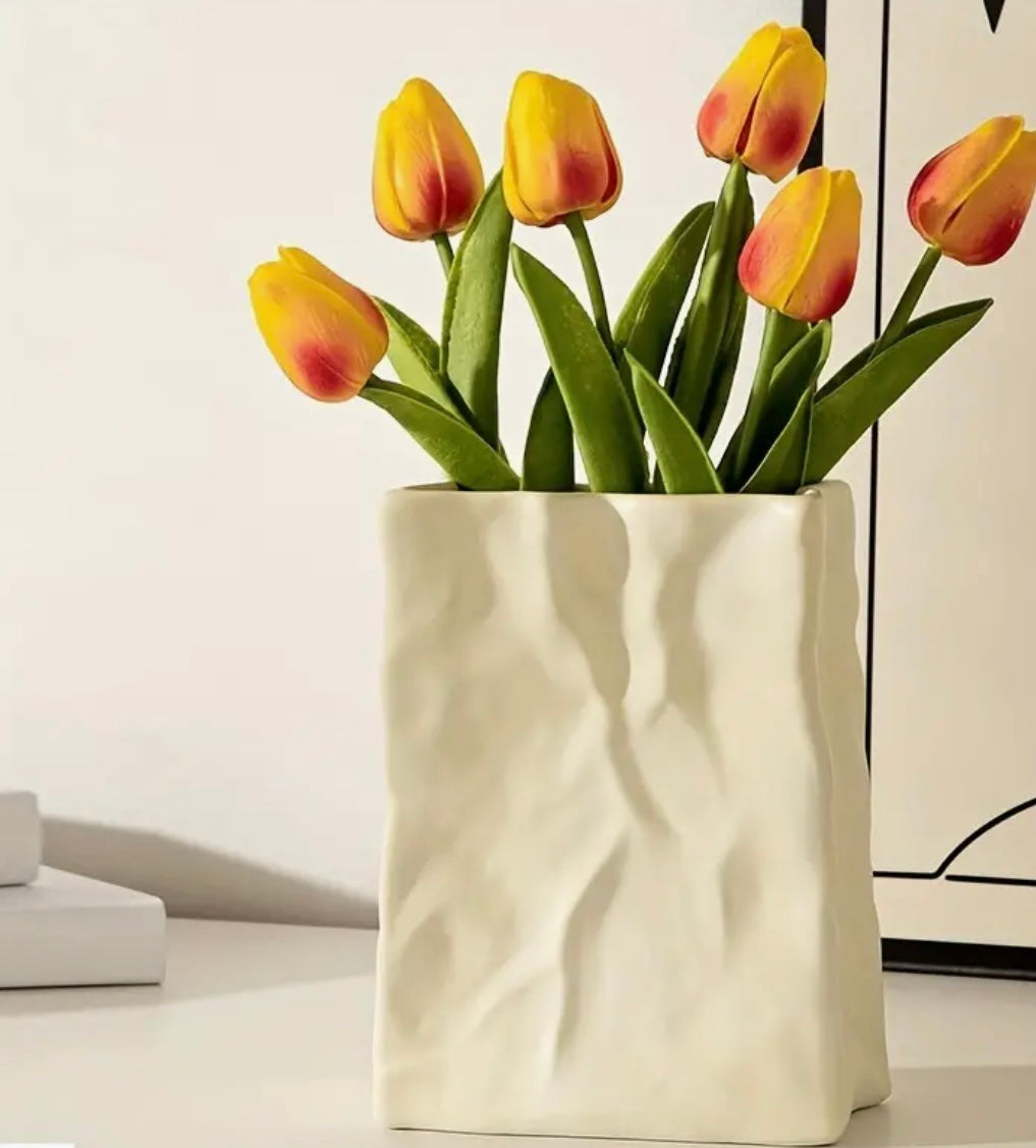 CERAMIC PAPER BAG VASE