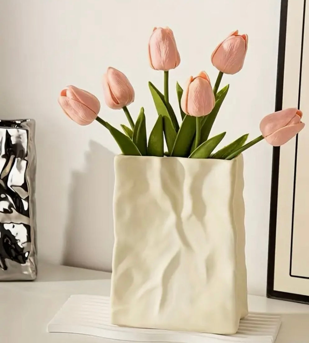 CERAMIC PAPER BAG VASE