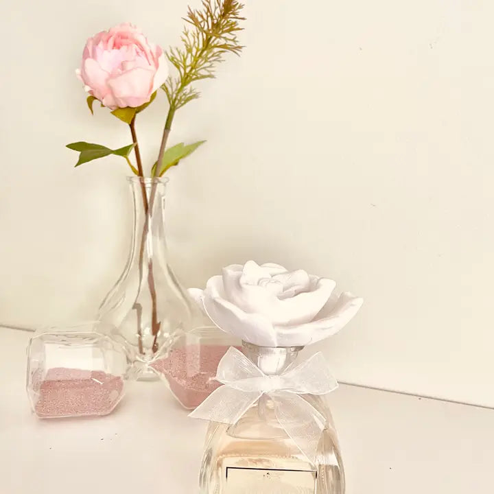 SUNSHINE ROSE CERAMIC FLOWER DIFFUSER SET - Rose Petals