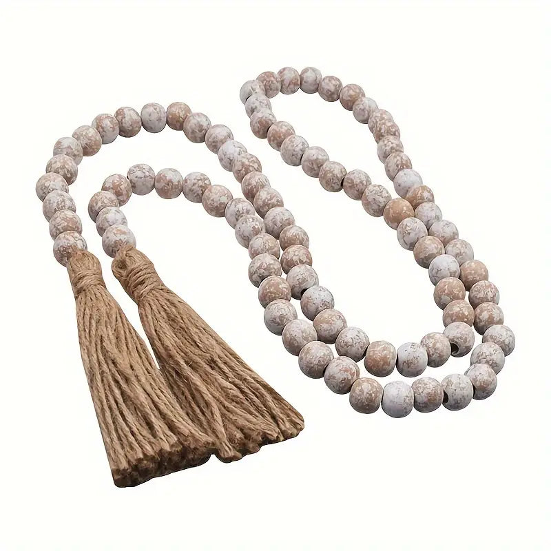 Rustic Vintage Wood Bead Tassel