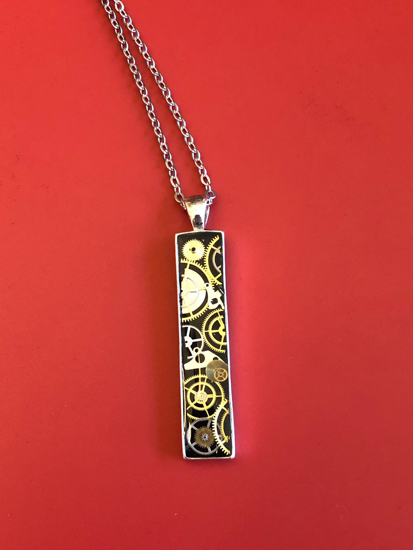 LONG RECTANGLE NECKLACE - THE IRON ANGEL (SRB)
