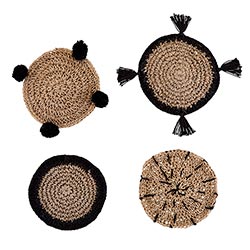 SEAGRASS COASTERS + BURLAP BAG - SET OF 4