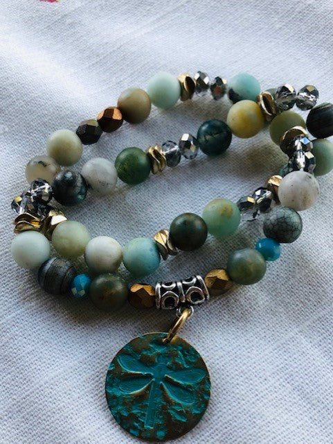 OCEAN BEADS - SOUTHWEST TWO STRANDED BEADED BRACELET