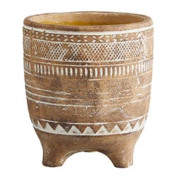 PATTERNED POT WITH FAUX AGAVE PLANT