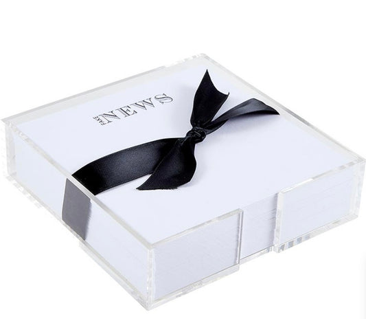 Square Notepaper with Acrylic Tray - Fake News