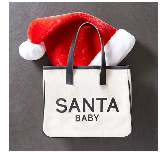 MINI HOLIDAY CANVAS TOTE - SANTA BABY