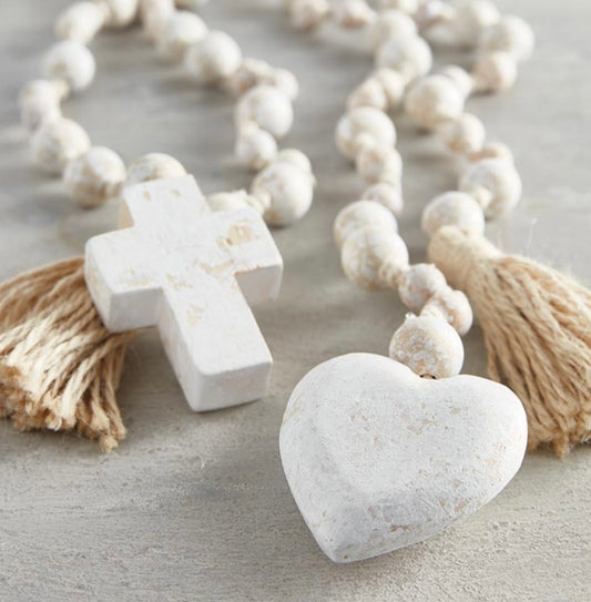 WOOD BEAD HEART GARLAND