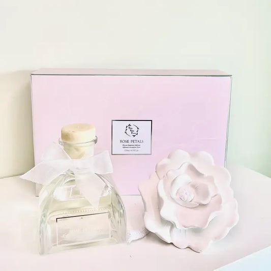 SUNSHINE ROSE CERAMIC FLOWER DIFFUSER SET  - Rose Petals