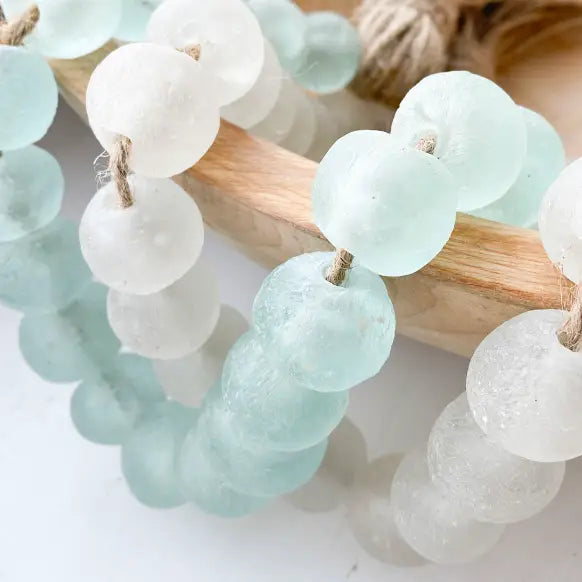 GLASS GARLAND AQUA BLUE SEA GLASS