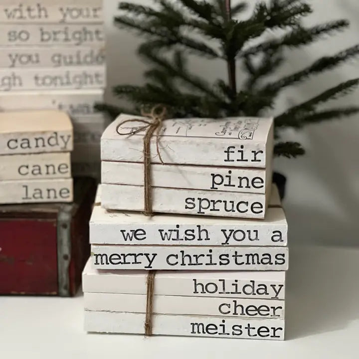WE WISH YOU A MERRY CHRISTMAS BOOK STACK