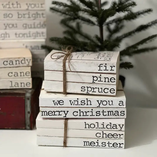 WE WISH YOU A MERRY CHRISTMAS BOOK STACK