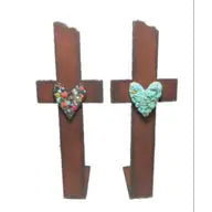Cross Standing Tabletop Gemstone Beads Jewelry Rustic Metal