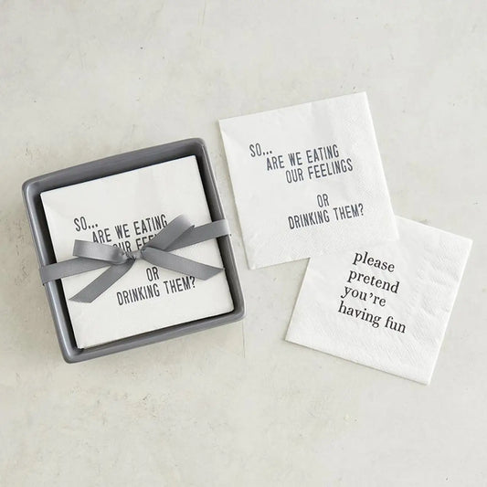 Face to Face Ceramic Napkin Tray + Napkins - So Are We