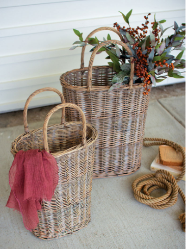 OVAL WICKER BASKETS - SET OF 2