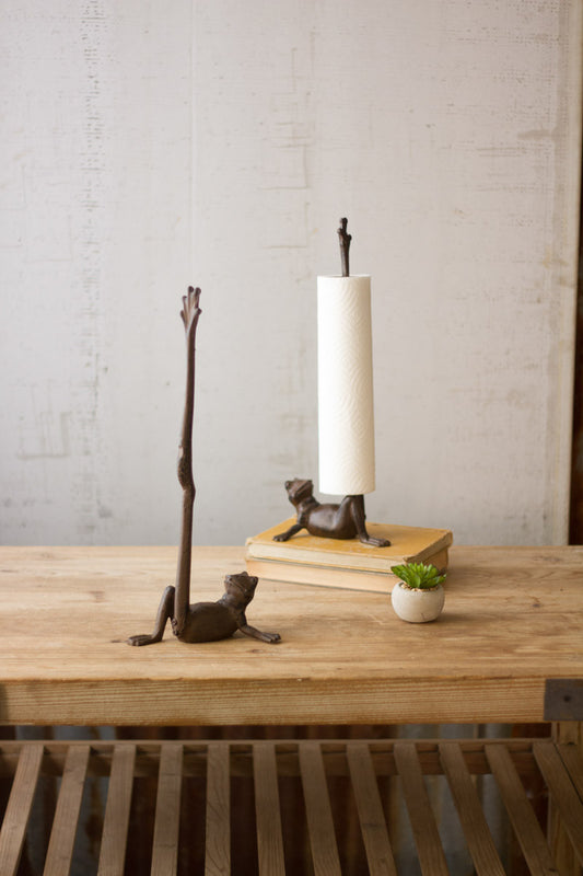 CAST IRON FROG PAPER TOWEL HOLDER