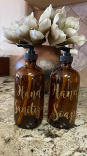 AMBER GLASS BOTTLE - HAND SANITIZER/HAND SOAP SET