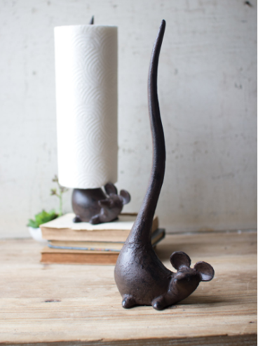 CAST IRON MOUSE PAPER TOWEL HOLDER