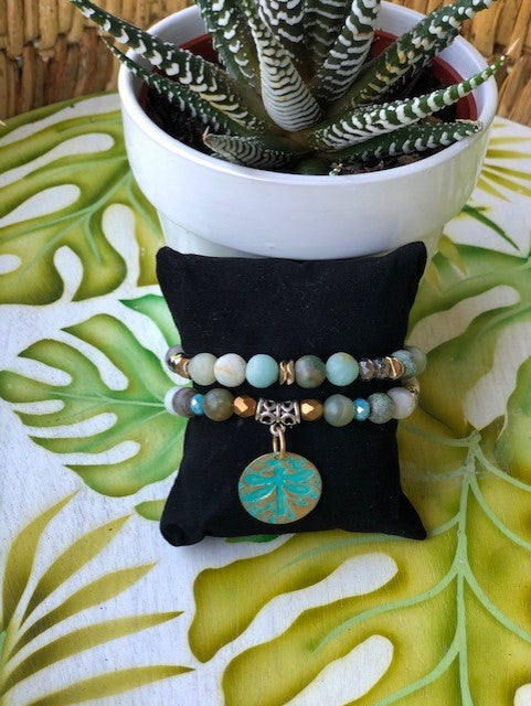 OCEAN BEADS - SOUTHWEST TWO STRANDED BEADED BRACELET